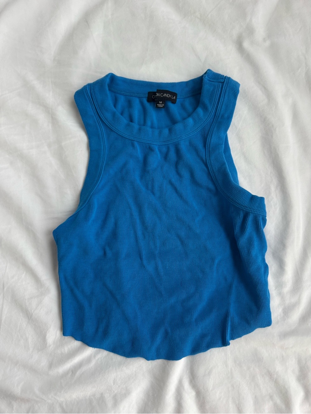 Cotton Candy LA Blue ribbed tank top in size M